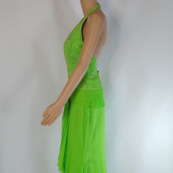 NWT Tiffany Designs Halter Top Formal Gown in Lime - Picture 2 of 4